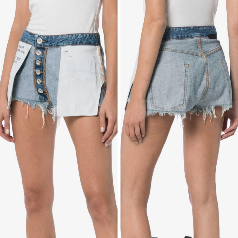 UNRAVEL PORJECT Mid-Rise REVERSE Denim Shorts 26
